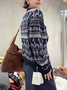 法式高端费尔岛提花毛针织开衫女2025新款长袖毛衣外套叠穿上衣潮图片