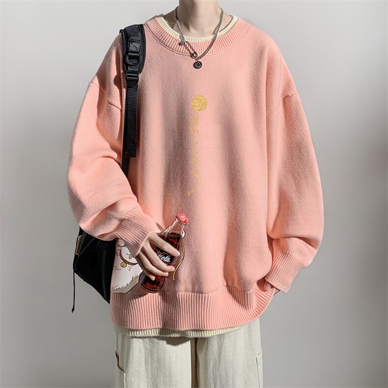 控78假两件毛衣男大码加绒针织衫男毛线衣M80013-P55加绒P70,男装针织衫/毛衣,电商A040