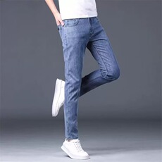 夏季薄款烟灰色牛仔裤男款修身直筒2025新款男裤男士休闲百搭长裤，男装牛仔裤，星座1210-1