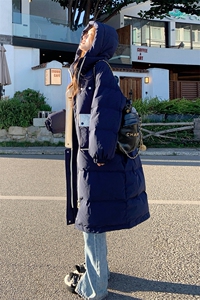 韩版宽松中长款羽绒服女2024冬季新款学院风宽松加厚白鸭绒外套潮图片