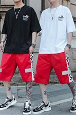 夏季短袖t恤男士套装帅气潮男潮牌韩版潮流衣服DS773T，男装T恤，电商A102