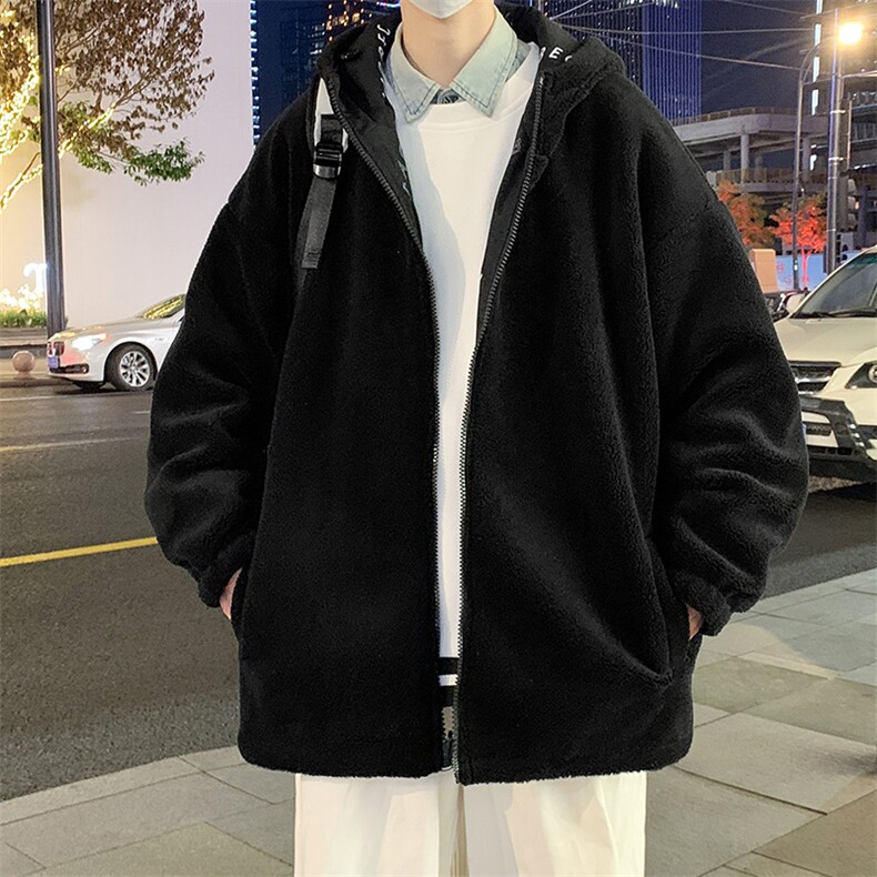 新款冬季加绒加厚棉衣羊羔绒双面穿外套青少年男装MY102P95图片