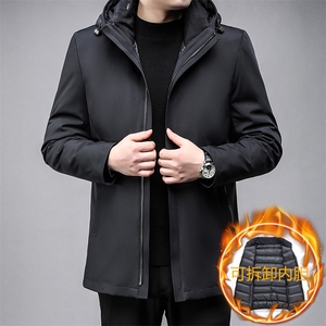 B2398鹅绒精品高端男士内胆帽子可脱卸精品羽绒服1轻奢拍品质图片