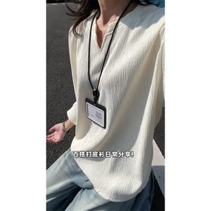 XZ809A/SYR03/特P20/加绒特P30    肌理感V领长袖T恤卫衣图片