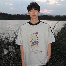 夏季美式高街重磅纯棉三条杠织带撞色男女短袖T恤ZD516-特P30，男装T恤，电商A486