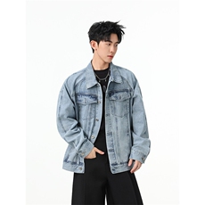 水洗牛仔外套男款春美式痞帅上衣服宽松休闲工装夹克JK1326-P78，男装工装外套，星座1103-3