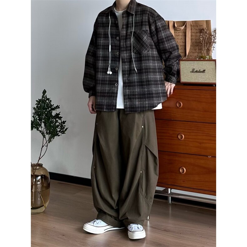 1506-1/KK1861/P57重磅铆钉拼接弯刀宽松阔腿休闲西装裤直筒男,男装西服套装,星座1506-1
