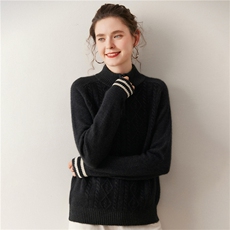 2025年秋季套头加厚半拉链立领时尚百搭通勤羊绒衫休闲/淑女，女装针织衫/毛衣，广悦羊绒