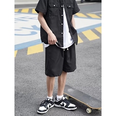 套装男韩版潮流工装衬衫短袖2023夏季新款isn宽松五分裤W4811-P45，男装休闲套装，星座412-2