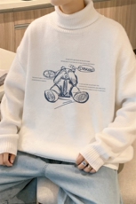 ！2023秋冬新款男士加厚高领毛衣百搭潮流印花针织衫M717P50，男装针织衫/毛衣，电商B220