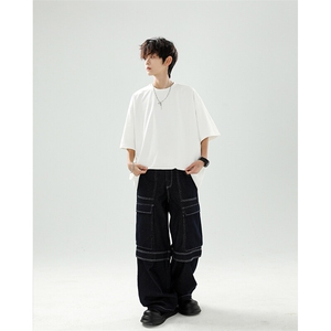8XL-M高品质重磅棉光版纯色短袖T恤百搭款半截袖五分袖DX332特P23图片