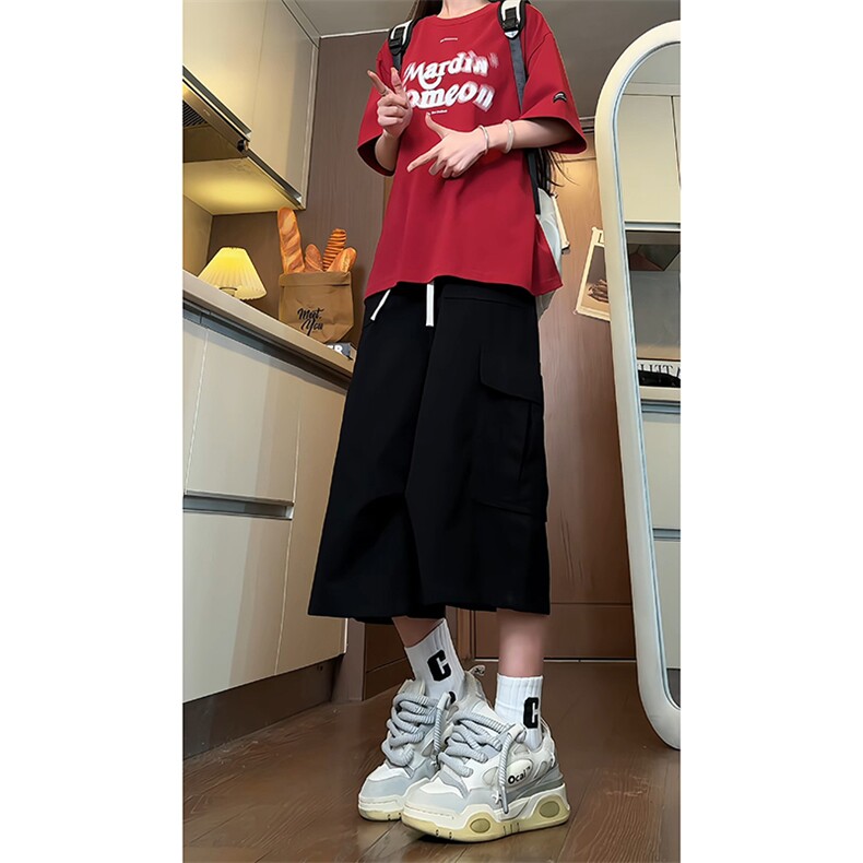 高街工装七分裤男夏季美式复古多口袋阔腿休闲裤子-A2018TP45控68,男装牛仔裤,电商B241