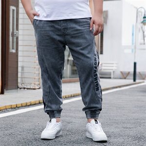 M-9XL男春秋大码弹力刺绣束脚牛仔裤5032-1_209,30到35岁成熟男士穿搭男秋套装图片