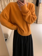 新款女装V领羊毛羊毛衫长袖时尚百搭上衣，女装羊毛衫，恩泰羊绒