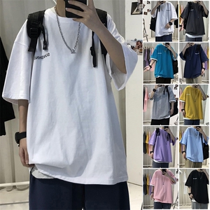 T06常年款男士休闲字母印花T恤衫外套圆领半袖五分袖TEE男女中性图片