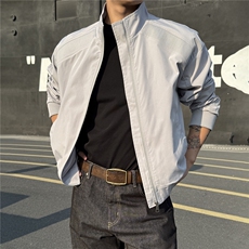 JK008硬汉风春装拼接工装立领开衫夹克聚酯纤维(M-5XL)TP35，男装夹克，电商A088