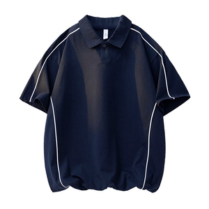 2025夏季新款五分袖翻领T恤男百搭宽松内搭情侣打底衫图片