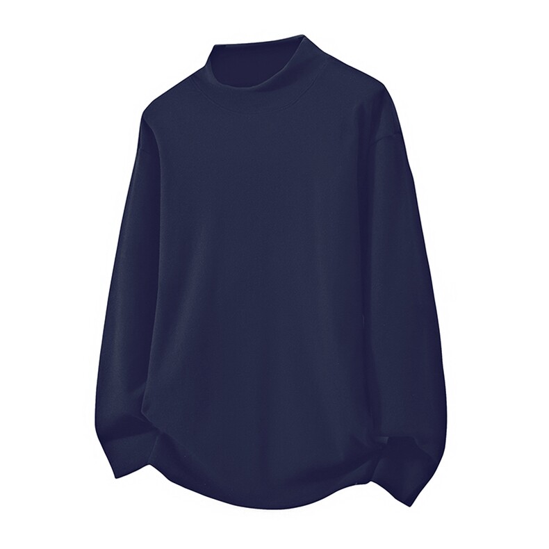 抖音得物品质260克精梳德绒保暖长袖T恤纯色半高领打底针织衫DR01，男装T恤，电商A486