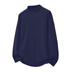 抖音得物品质260克精梳德绒保暖长袖T恤纯色半高领打底针织衫DR01,男装T恤,电商A486