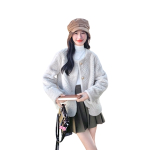 法式毛茸茸皮毛一体上衣女2025年冬季新款加厚毛绒小香风百搭外套图片