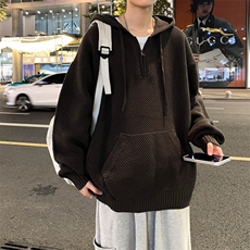 欧美高街华夫格连帽卫衣男女春秋潮复古痞帅休闲外套MY0277-P55，男装针织衫/毛衣，星座308B-1