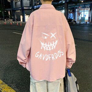 春季长袖衬衫男宽松港风衬衣男外套男CSCS284-P35，男装衬衫，电商B371