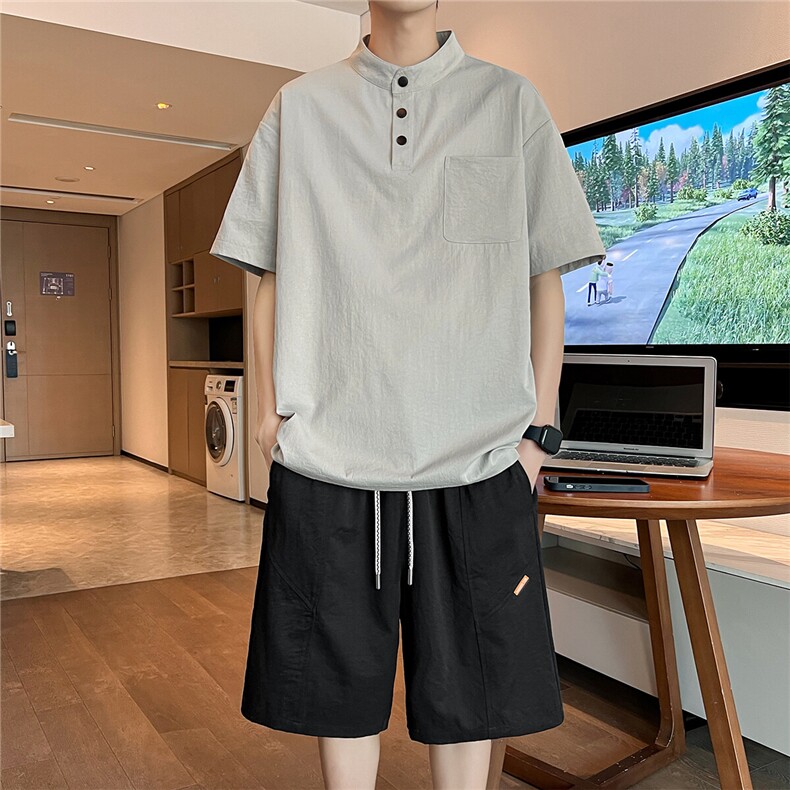 32502-P66 大码 控108 大码夏季男士休闲套装图片