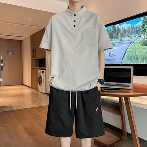 32502-P66 大码 控108 大码夏季男士休闲套装图片