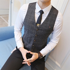 Y8754-新款男潮排扣短款休闲马甲外套型男小马褂灰色，男装背心/马甲，星座717A