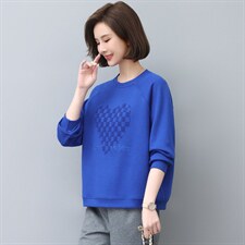 时尚气质休闲宽松立体绣花卫衣绿色长袖圆领上衣女新款，女装卫衣/绒衫，依恋蒂丝