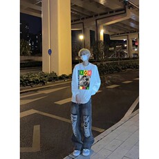 美式复古黑人组合说唱印花长袖T恤小领口打底衫，男装T恤，星座310A-4