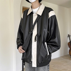 软皮衣服男士机车夹克翻领工装PU皮2025帅气短款JK2136-P80，男装夹克，星座210-1