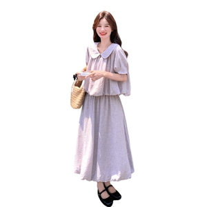 浅紫色法式温柔风巨好看套装裙女2025年夏季新款花苞半身裙两件套图片