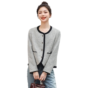 现货-2023年秋季新款法式复古气质百搭粗花百搭小香风外套女图片