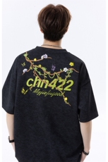250克重磅砂洗20万针荧光线刺绣天丝棉冰丝短袖T恤JF217特P48控89，男装T恤，电商A422-1