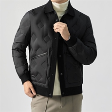 2025冬季新款男士翻领羽绒服50绒子白鸭绒时尚商务休闲羽绒服外套，男装羽绒服，钱塘723
