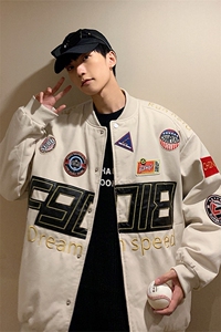 日系大码潮酷夹克男士宽松外套棒球服女上衣 JK101 P145限198图片
