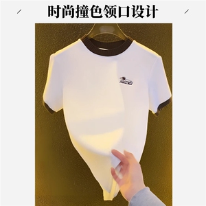 时尚休闲百搭轻奢设计师款高品质男士圆领半袖T恤9191-TP52图片