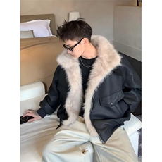 JY703-P122美式复古座山雕毛领品质感PU皮夹克网图，男装夹克，星座1501-3