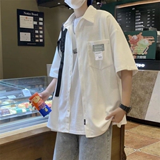 短袖衬衫男夏季外套衬衣潮流春秋季新款港风休闲五分袖CY1168-P36，男装T恤，星座412-3