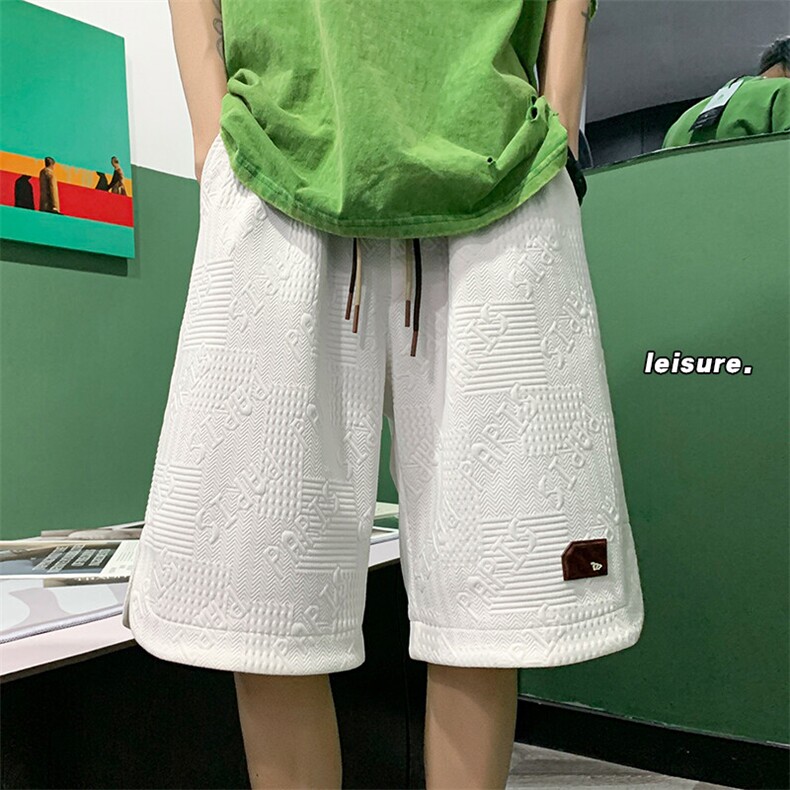 特批P32无差价夏大码字母提花肌理男休闲宽松运动五分短中裤DK09,男装休闲裤,电商A001-1
