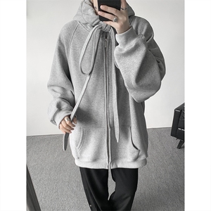 8XL-M 朝牌情侣美式绑带设计连帽卫衣宽松开衫外套男女WY35P58图片