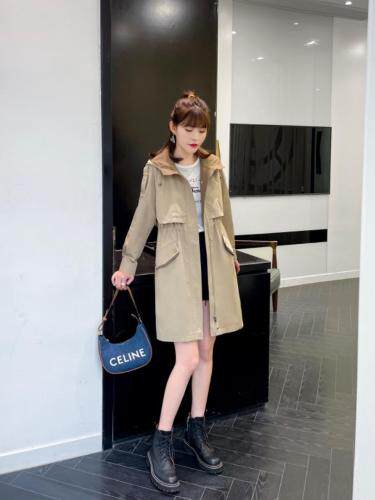 【现货】秋装连帽简单撞色风衣，女装风衣，爽靓爽