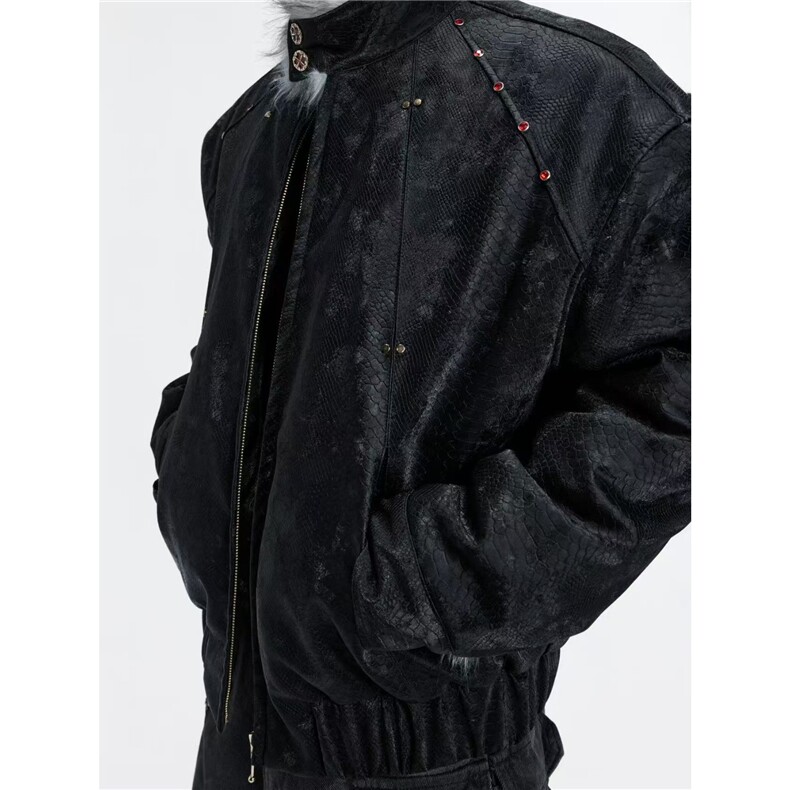 1506/QYRJM50460/P144重磅狼毛座山雕棉服外套,男装棉衣,星座1506