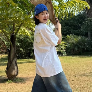 万针全刺绣工艺抖音得物高品质260克重磅纯棉双纱美式高街短袖T恤图片