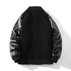 精品秋冬装飞行棒球服男女夹克毛呢拼皮刺绣JK1701-P115白底平铺，男装夹克，星座401