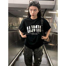 万针全刺绣工艺抖音得物高品质260克重磅纯棉双纱美式高街短袖T恤，男装T恤，电商A486