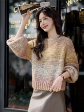 2025年冬季加厚圆领针织线衫韩版网红洋气羊毛线衫街头风时尚运动，女装针织衫/毛衣，小九月