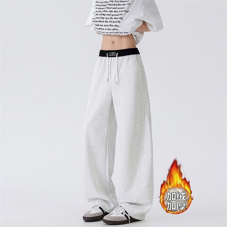加绒休闲裤男冬季新款港风宽松华棉复合奥利绒阔腿裤JR58-P52，男装卫衣，星座214-3
