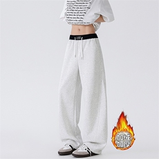 加绒休闲裤男冬季新款港风宽松华棉复合奥利绒阔腿裤JR58-P52，男装卫衣，星座214-3